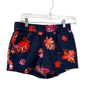 J Crew Womens Boardwalk Pull-on Shorts size 0 Linen Blend Navy Persimmon Pink 3"
